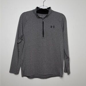 Under Armour Grey Heather Men's Quarter-Zip Pullover Heat Gear Long Sleeve